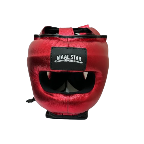 Face Saver Boxing Headgear – Red (100% Pure Leather)